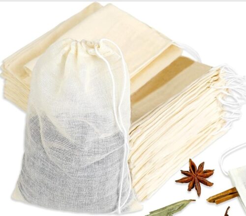 Quite The Stir cotton Cheese Cloth Bags for loose leaf tea and spices