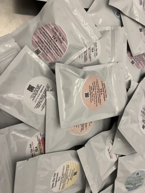 Quite The Stir .50 delicious Tea Tasters filled with premium Black, Green, White, Oolong, Herbal, and Chai oose leaf teas