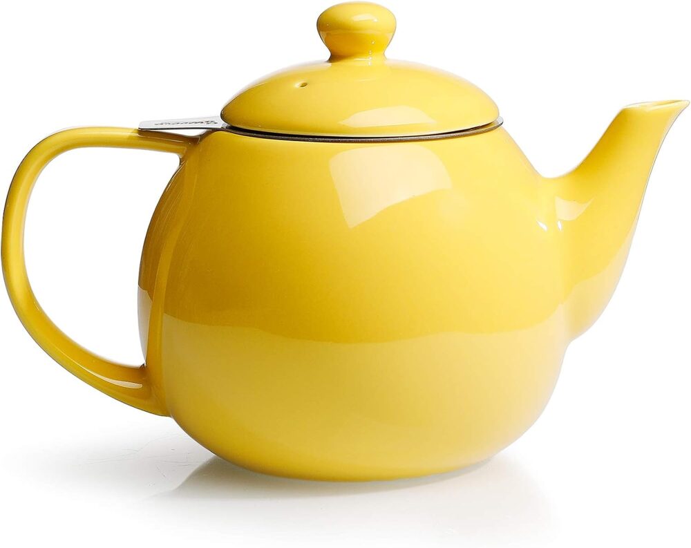 Teapot with Infuser | Gleam - Porcelain | Modern Design | Easy to Clean & Dishwasher Safe | Vahdam